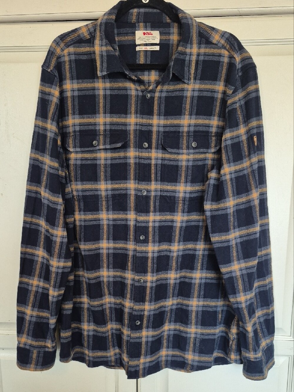 Fjallraven Navy and Tan Plaid Button-Front Shirt Jacket XXL